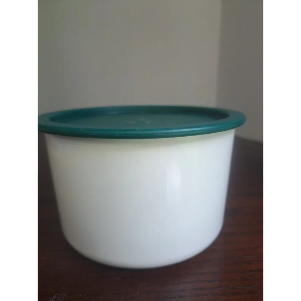 Vtg Tupperware One Touch Canister White With Hunter Green Lid 2708A-2
